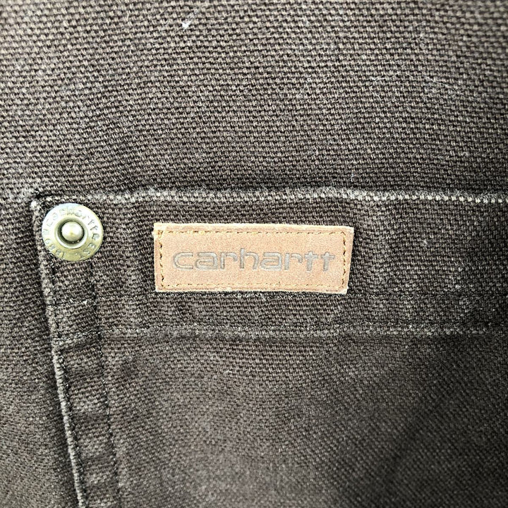 Carhartt Akron's Finest Mulch Advertising Long-Sleeve Duck Work Shirt, Men's Size XL (approx.) cotton brown type Vintage Second Hand