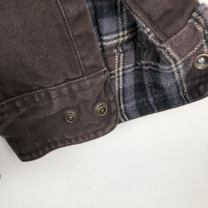 Carhartt Akron's Finest Mulch Advertising Long-Sleeve Duck Work Shirt, Men's Size XL (approx.) cotton brown type Vintage Second Hand