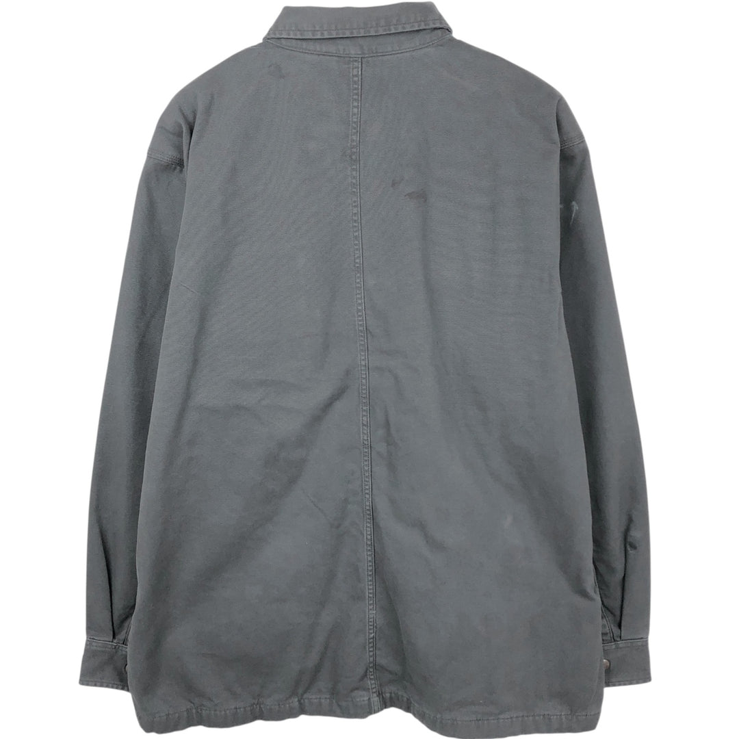 Carhartt RUGGED FLEX THE LIGHT COMPANY Advertising Long-Sleeve Duck Work Shirt, Men's Size XL (approx.) cotton Charcoal Vintage Second Hand