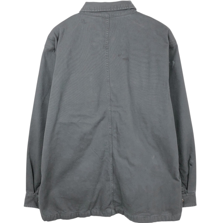 Carhartt RUGGED FLEX THE LIGHT COMPANY Advertising Long-Sleeve Duck Work Shirt, Men's Size XL (approx.) cotton Charcoal Vintage Second Hand