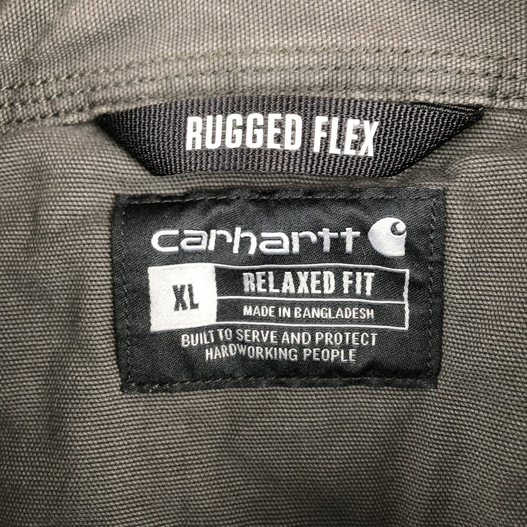 Carhartt RUGGED FLEX THE LIGHT COMPANY Advertising Long-Sleeve Duck Work Shirt, Men's Size XL (approx.) cotton Charcoal Vintage Second Hand