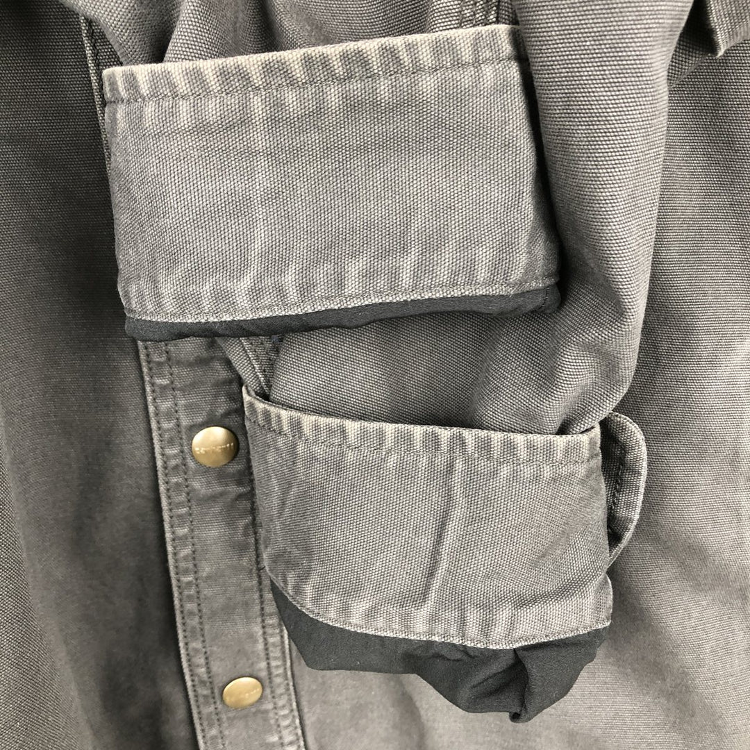 Carhartt RUGGED FLEX THE LIGHT COMPANY Advertising Long-Sleeve Duck Work Shirt, Men's Size XL (approx.) cotton Charcoal Vintage Second Hand