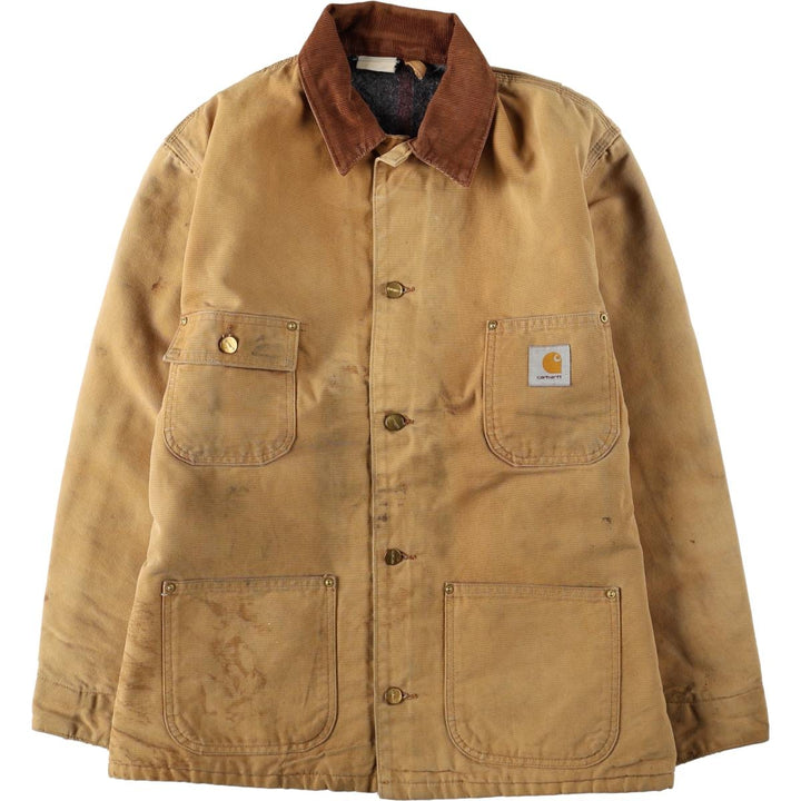 Carhartt Michigan Chore Coat Duck Coverall Men's XL Size unclear beige type brown Vintage Second Hand
