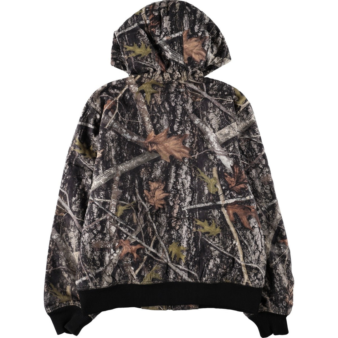 Dickies Camouflage Pattern Real Tree Camo Padded Duck Full-Zip Hoodie (Men's Size L) cotton Khaki type Vintage Second Hand
