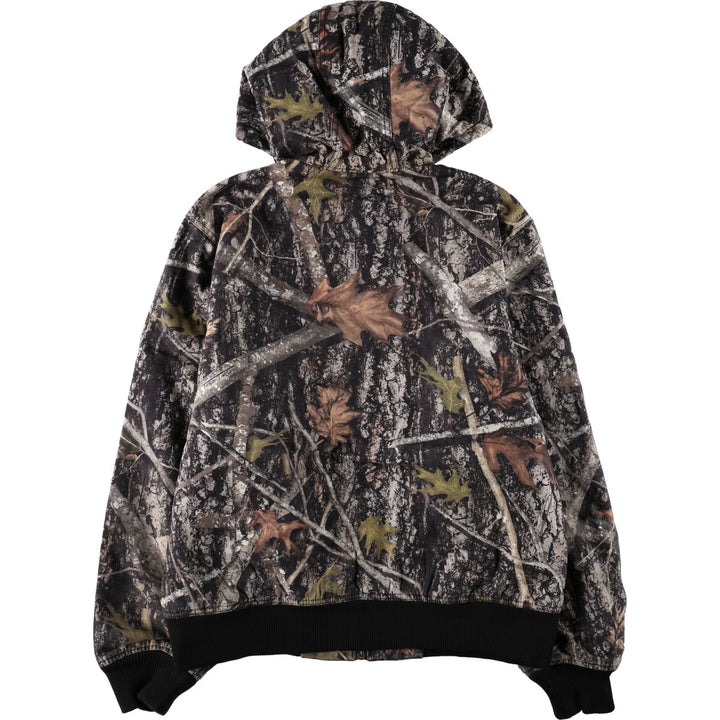 Dickies Camouflage Pattern Real Tree Camo Padded Duck Full-Zip Hoodie (Men's Size L) cotton Khaki type Vintage Second Hand