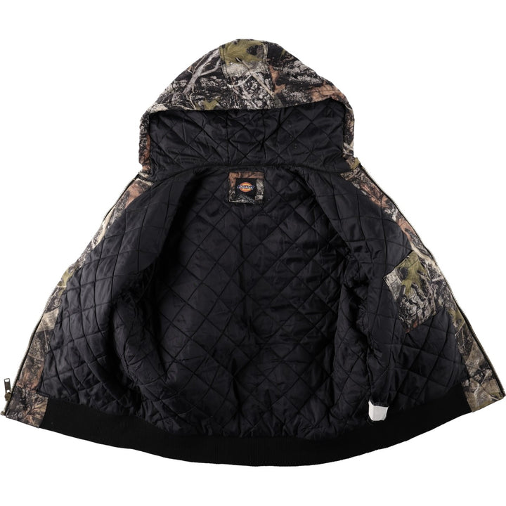 Dickies Camouflage Pattern Real Tree Camo Padded Duck Full-Zip Hoodie (Men's Size L) cotton Khaki type Vintage Second Hand
