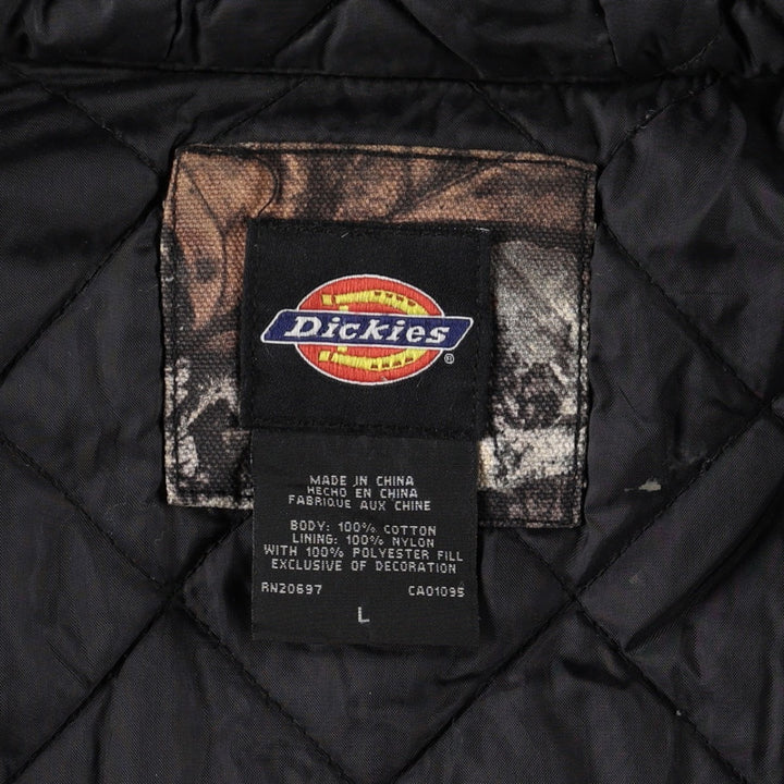 Dickies Camouflage Pattern Real Tree Camo Padded Duck Full-Zip Hoodie (Men's Size L) cotton Khaki type Vintage Second Hand