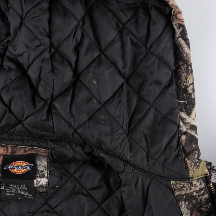 Dickies Camouflage Pattern Real Tree Camo Padded Duck Full-Zip Hoodie (Men's Size L) cotton Khaki type Vintage Second Hand