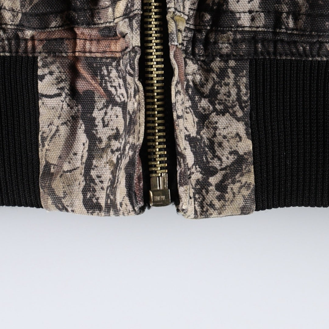 Dickies Camouflage Pattern Real Tree Camo Padded Duck Full-Zip Hoodie (Men's Size L) cotton Khaki type Vintage Second Hand