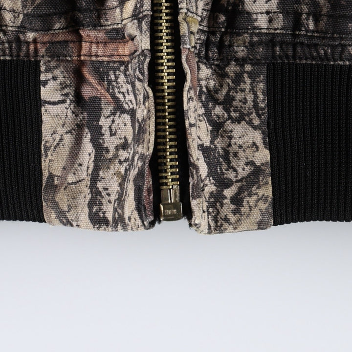 Dickies Camouflage Pattern Real Tree Camo Padded Duck Full-Zip Hoodie (Men's Size L) cotton Khaki type Vintage Second Hand
