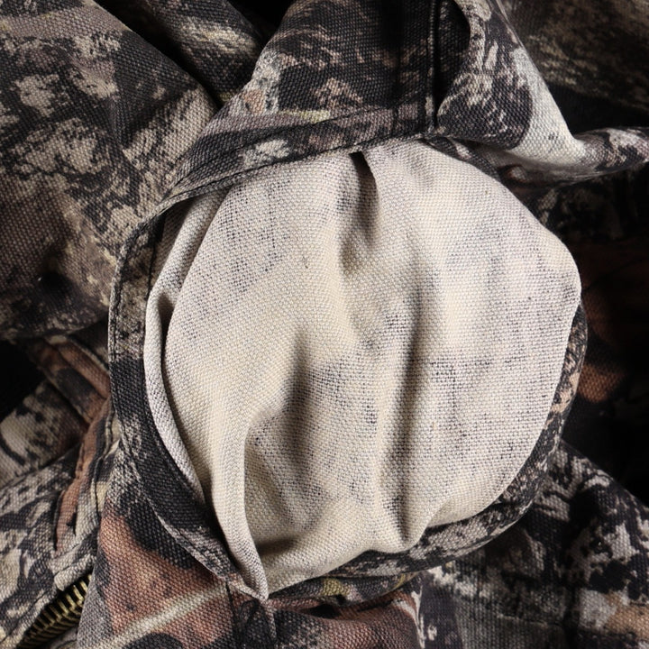 Dickies Camouflage Pattern Real Tree Camo Padded Duck Full-Zip Hoodie (Men's Size L) cotton Khaki type Vintage Second Hand