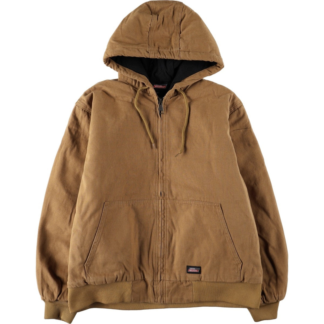 Dickies Active Jacket Type Padded Duck Full Zip Hoodie, Men's XL cotton Khaki type beige Vintage Second Hand