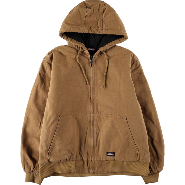 Dickies Active Jacket Type Padded Duck Full Zip Hoodie, Men's XL cotton Khaki type beige Vintage Second Hand