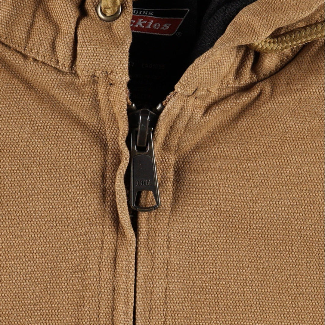 Dickies Active Jacket Type Padded Duck Full Zip Hoodie, Men's XL cotton Khaki type beige Vintage Second Hand