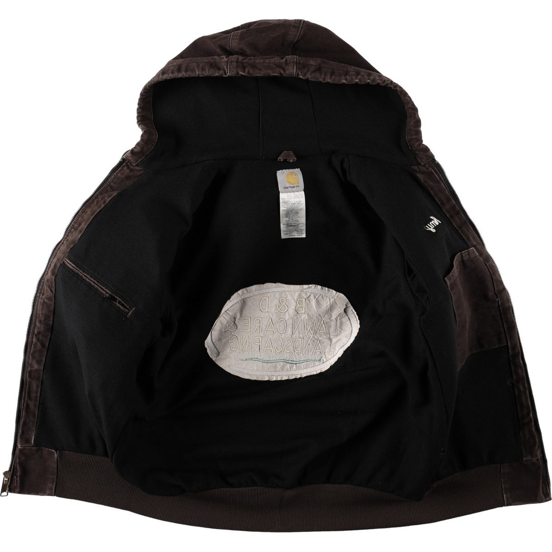 Carhartt Active Jacket Duck Full Zip Hoodie Men's S cotton brown type Vintage Second Hand