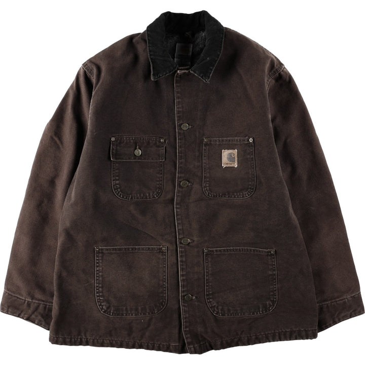 Carhartt Michigan Chore Coat, padded duck work jacket, men's size L equivalent. cotton brown type Vintage Second Hand
