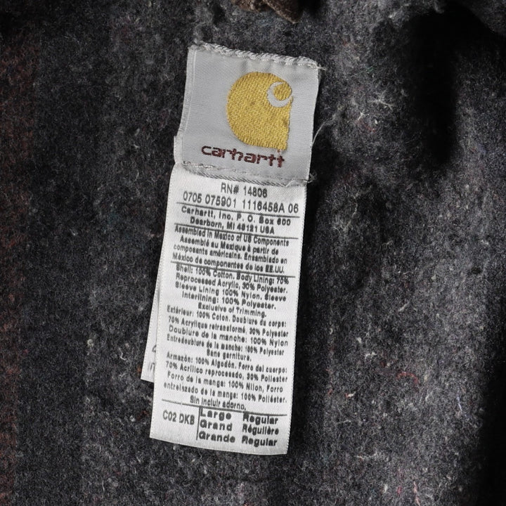 Carhartt Michigan Chore Coat, padded duck work jacket, men's size L equivalent. cotton brown type Vintage Second Hand