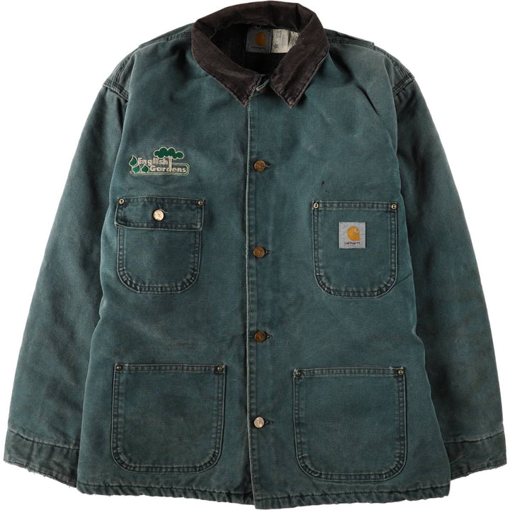 Carhartt Michigan Chore Coat, padded, advertising duck coverall, men's size L equivalent. unclear Green type dark green Vintage Second Hand