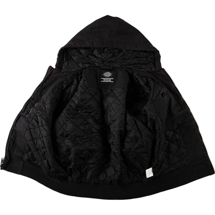 Dickies Active Jacket Type Padded Duck Full Zip Hoodie, Men's Size Medium cotton black type Vintage Second Hand