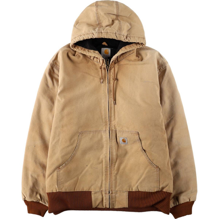 Carhartt Active Jacket Duck Full Zip Hoodie Men's XL cotton Beige type Vintage Second Hand