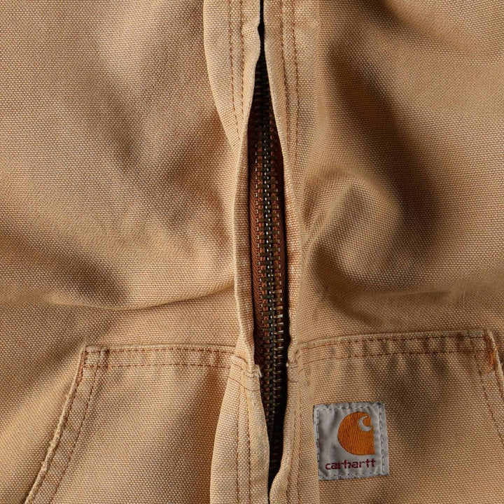 Carhartt Active Jacket Duck Full Zip Hoodie Men's XL cotton Beige type Vintage Second Hand