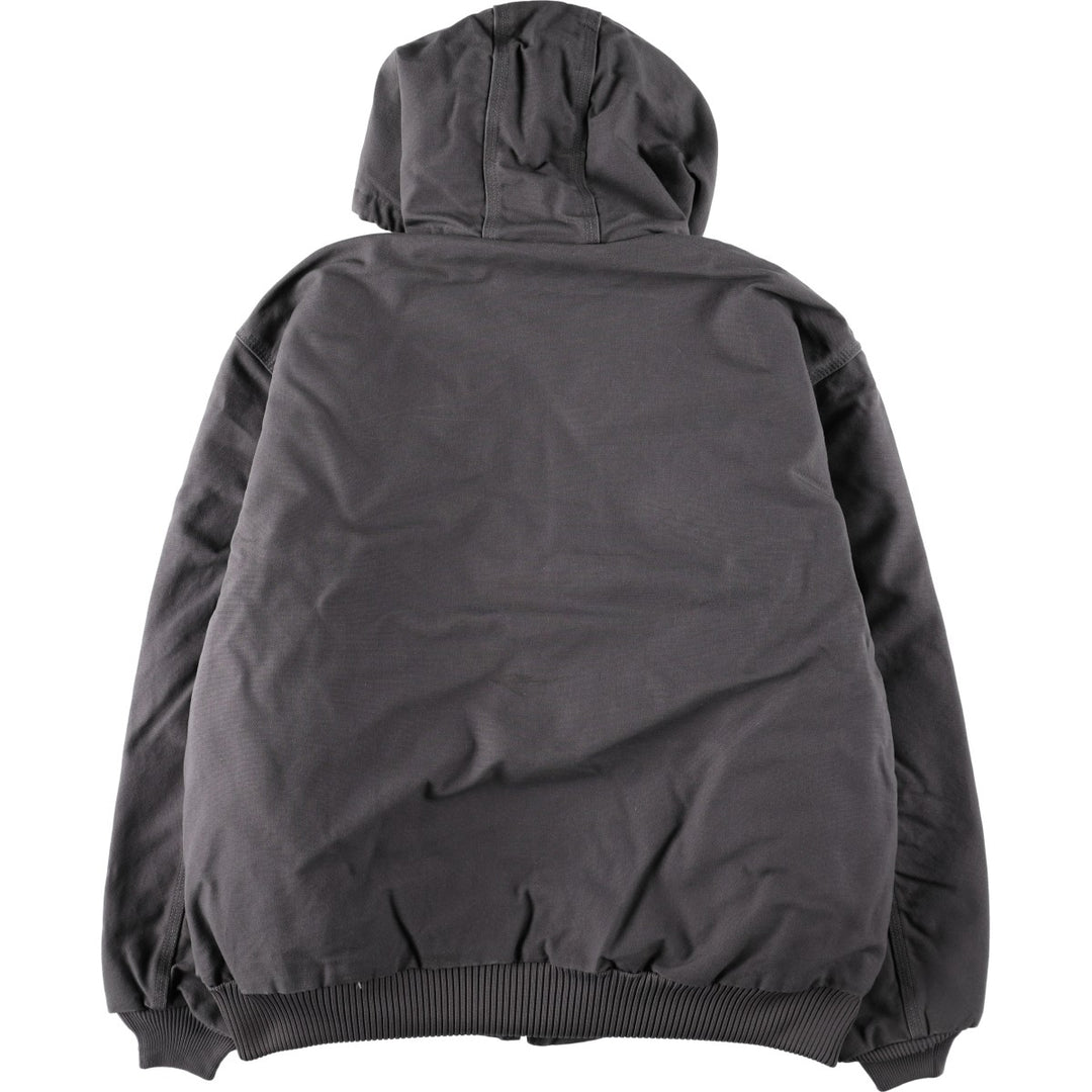 Carhartt Active Jacket, Padded Duck Full-Zip Hoodie, Made in USA, Men's XXL cotton Charcoal Vintage Second Hand