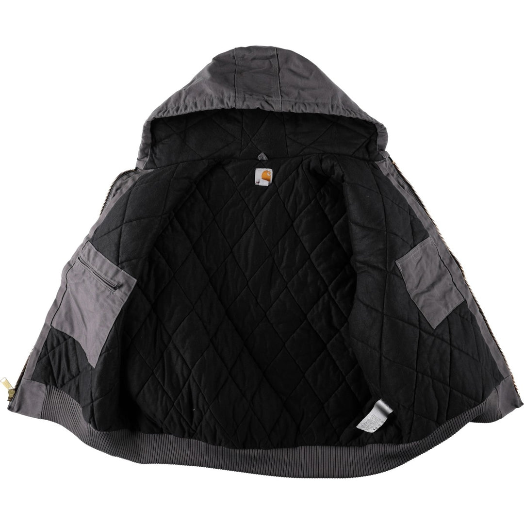 Carhartt Active Jacket, Padded Duck Full-Zip Hoodie, Made in USA, Men's XXL cotton Charcoal Vintage Second Hand