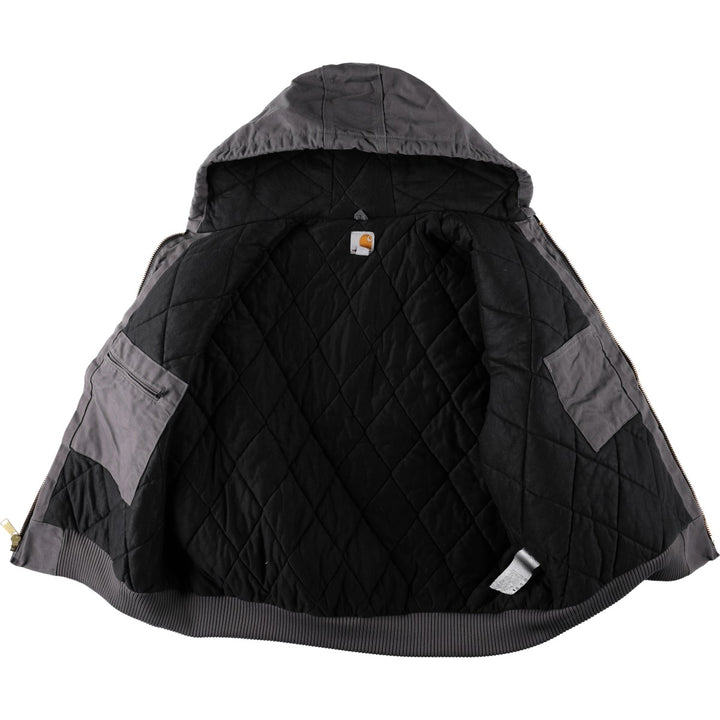 Carhartt Active Jacket, Padded Duck Full-Zip Hoodie, Made in USA, Men's XXL cotton Charcoal Vintage Second Hand