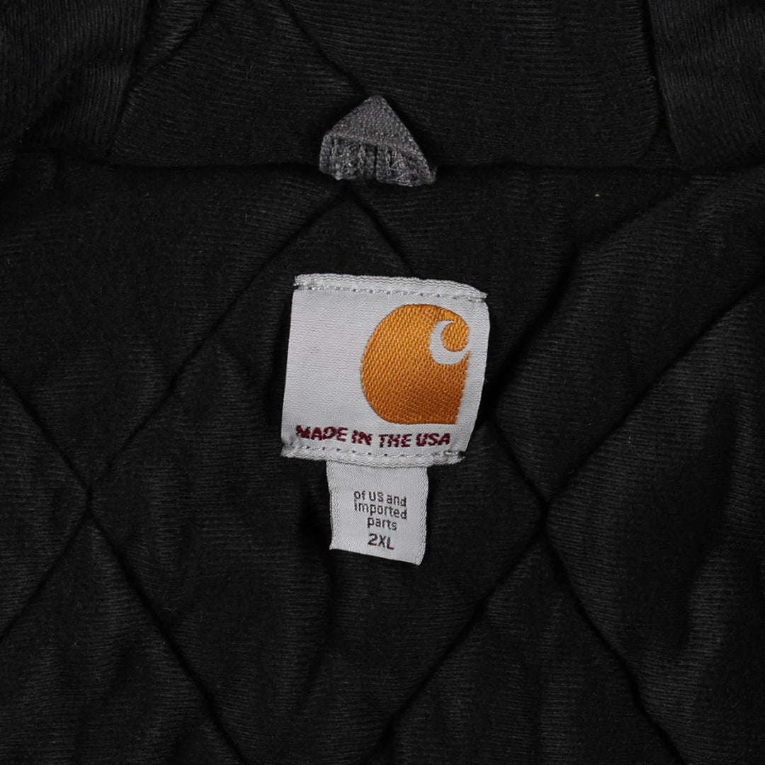 Carhartt Active Jacket, Padded Duck Full-Zip Hoodie, Made in USA, Men's XXL cotton Charcoal Vintage Second Hand