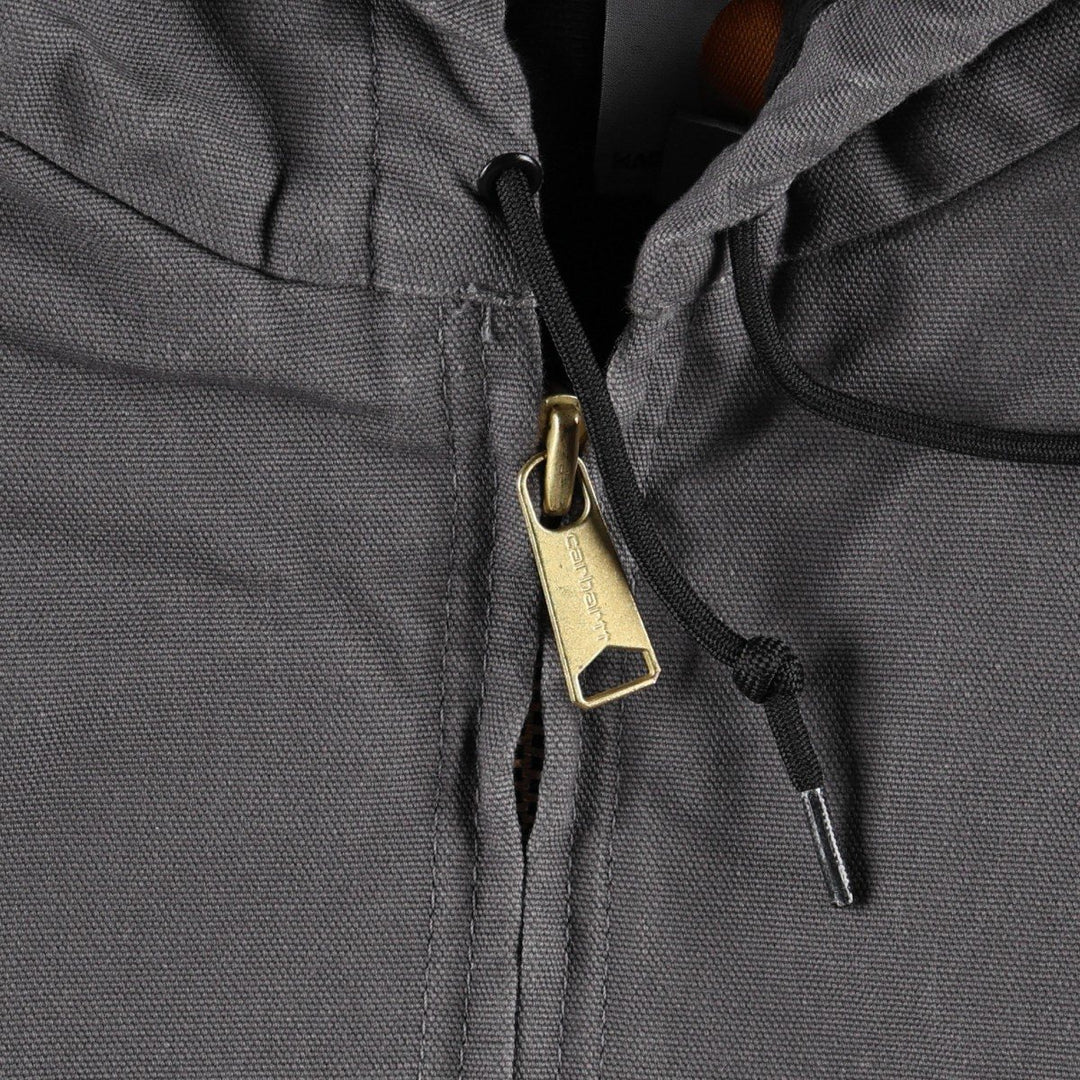 Carhartt Active Jacket, Padded Duck Full-Zip Hoodie, Made in USA, Men's XXL cotton Charcoal Vintage Second Hand