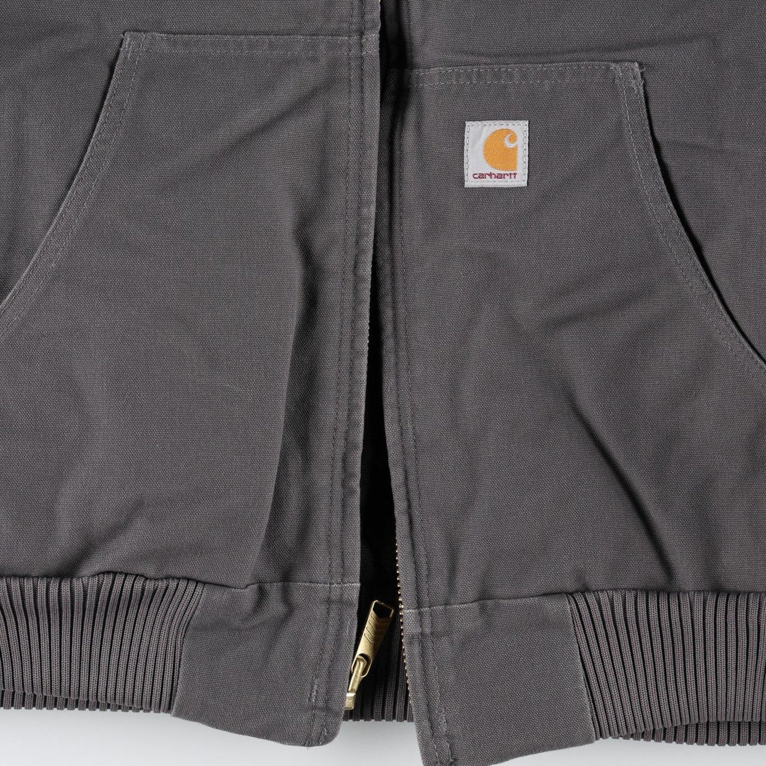 Carhartt Active Jacket, Padded Duck Full-Zip Hoodie, Made in USA, Men's XXL cotton Charcoal Vintage Second Hand