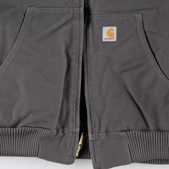 Carhartt Active Jacket, Padded Duck Full-Zip Hoodie, Made in USA, Men's XXL cotton Charcoal Vintage Second Hand