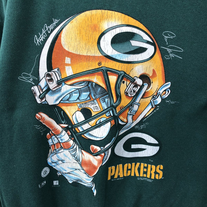 90'S Delta NFL Green Bay Packers Print Sweatshirt, Men's Size XL (approx.), Vintage cotton green type Vintage Second Hand