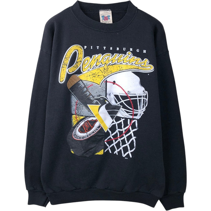 TNT by TRAU and LOEVNER NHL Pittsburgh Penguins Print Sweatshirt, Made in USA, Men's XL (approx.), Vintage. cotton black type Vintage Second Hand