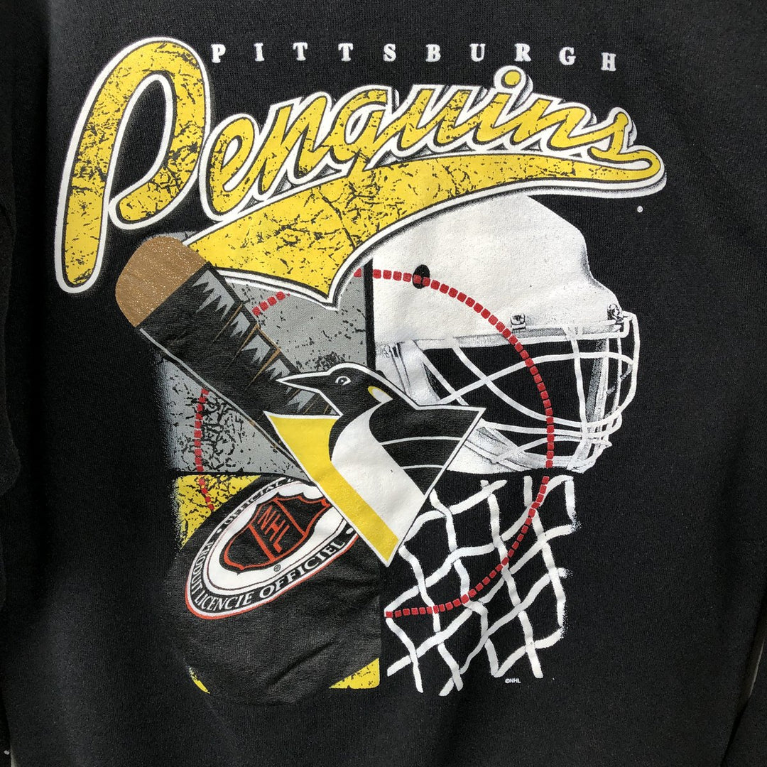 TNT by TRAU and LOEVNER NHL Pittsburgh Penguins Print Sweatshirt, Made in USA, Men's XL (approx.), Vintage. cotton black type Vintage Second Hand