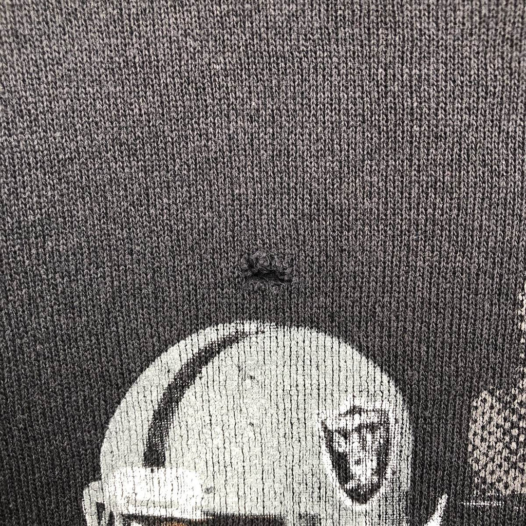 90'S SALEM SPORTSWEAR NFL Oakland Raiders Print Sweatshirt, Made in USA, Men's Size L (Equivalent), Vintage cotton black type Vintage Second Hand