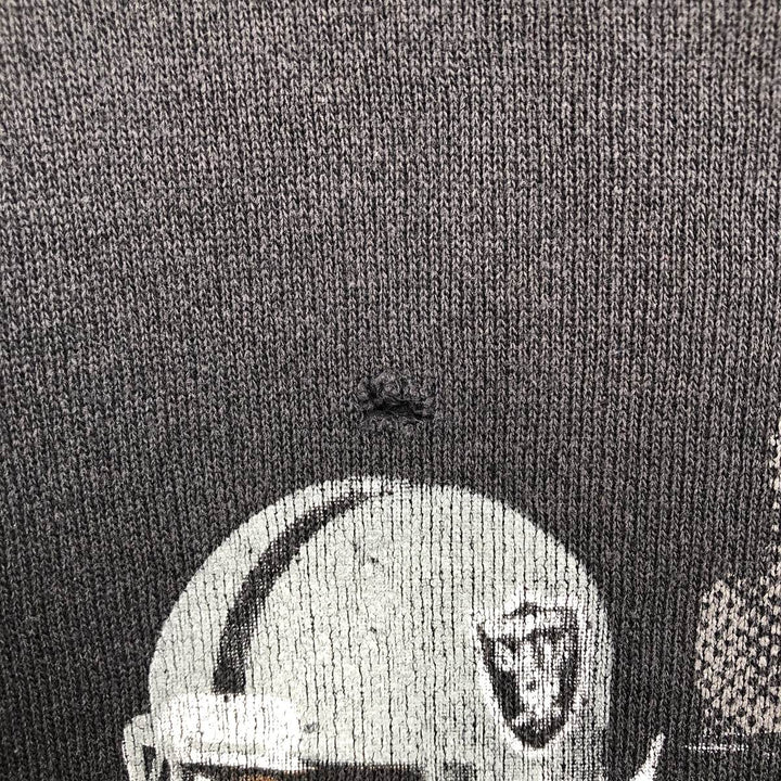 90'S SALEM SPORTSWEAR NFL Oakland Raiders Print Sweatshirt, Made in USA, Men's Size L (Equivalent), Vintage cotton black type Vintage Second Hand