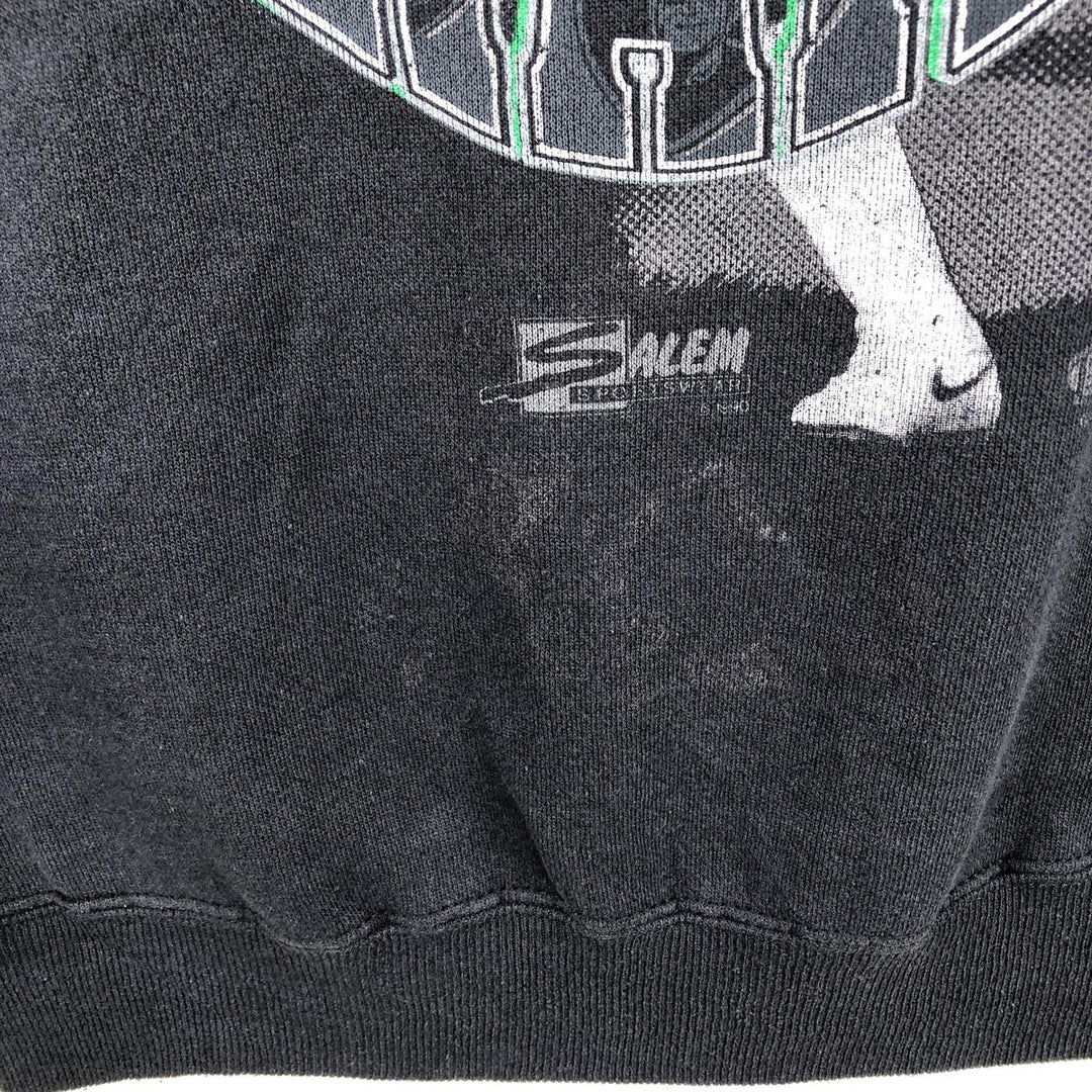 90'S SALEM SPORTSWEAR NFL Oakland Raiders Print Sweatshirt, Made in USA, Men's Size L (Equivalent), Vintage cotton black type Vintage Second Hand