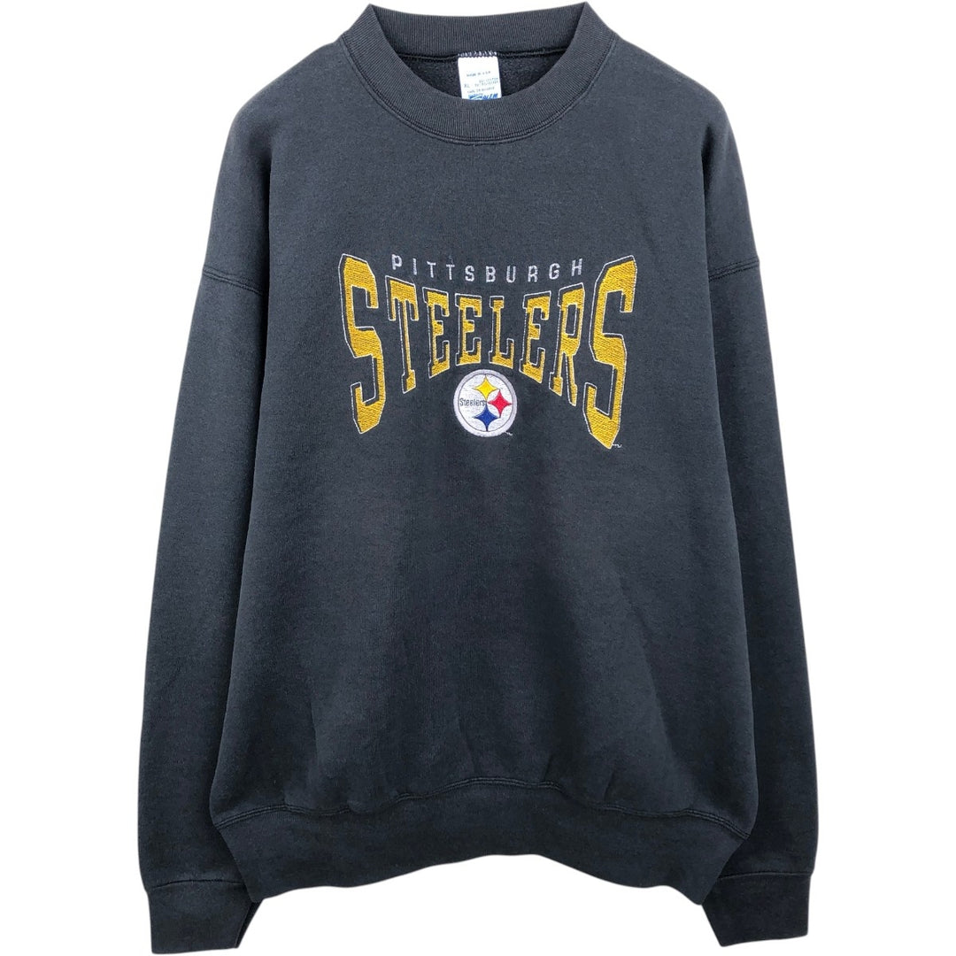 90'S SALEM SPORTSWEAR NFL Pittsburgh Steelers Sweatshirt, Made in USA, Men's XL equivalent, Vintage cotton black type Vintage Second Hand