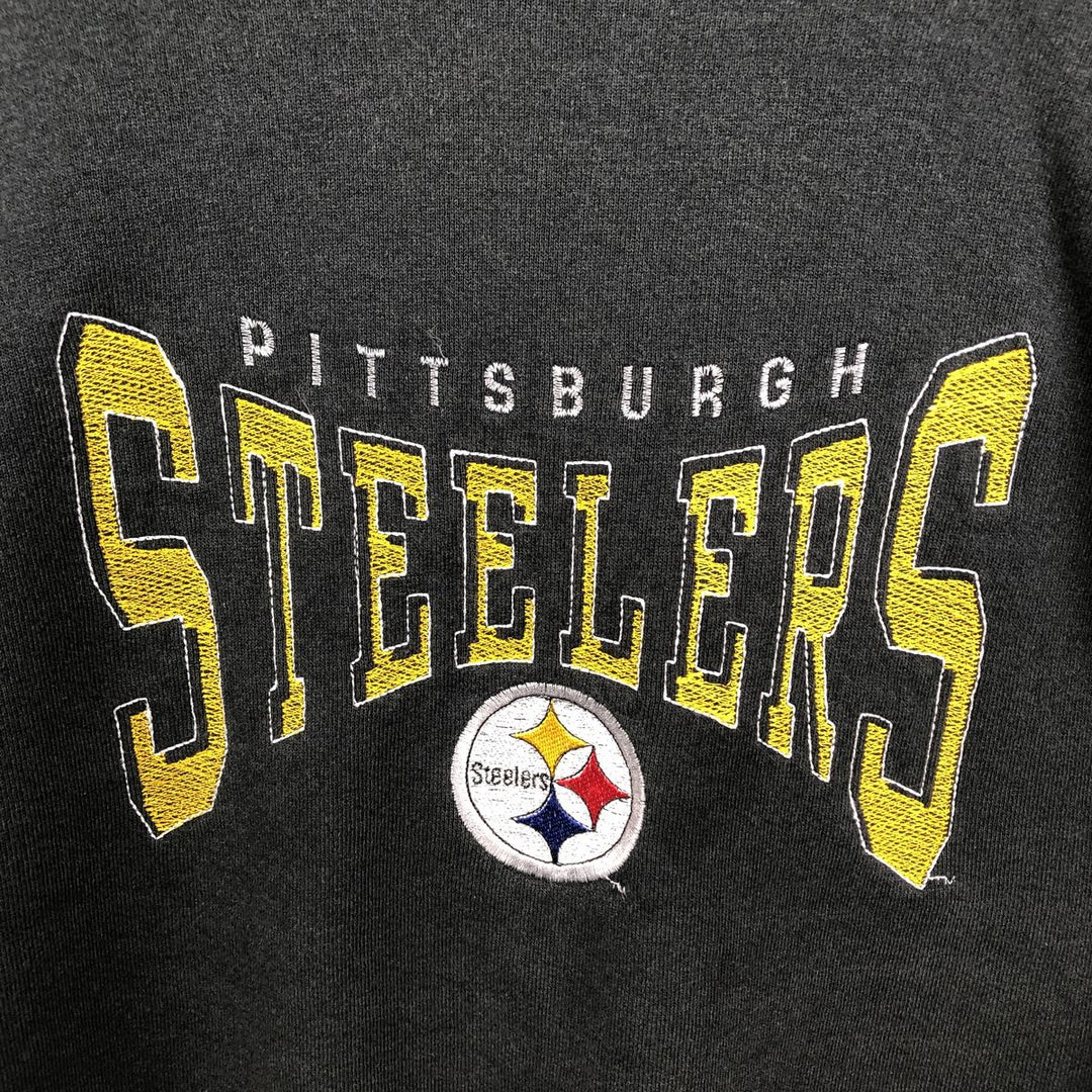 90'S SALEM SPORTSWEAR NFL Pittsburgh Steelers Sweatshirt, Made in USA, Men's XL equivalent, Vintage cotton black type Vintage Second Hand