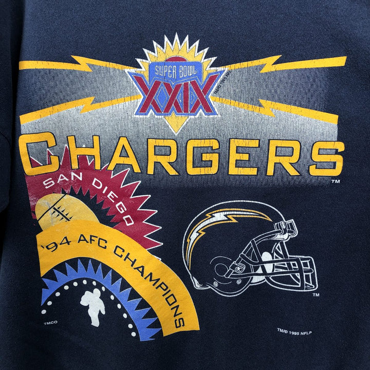 90'S NFL San Diego Chargers Print Sweatshirt, Men's Size L (approx.), Vintage cotton navy blue type Vintage Second Hand