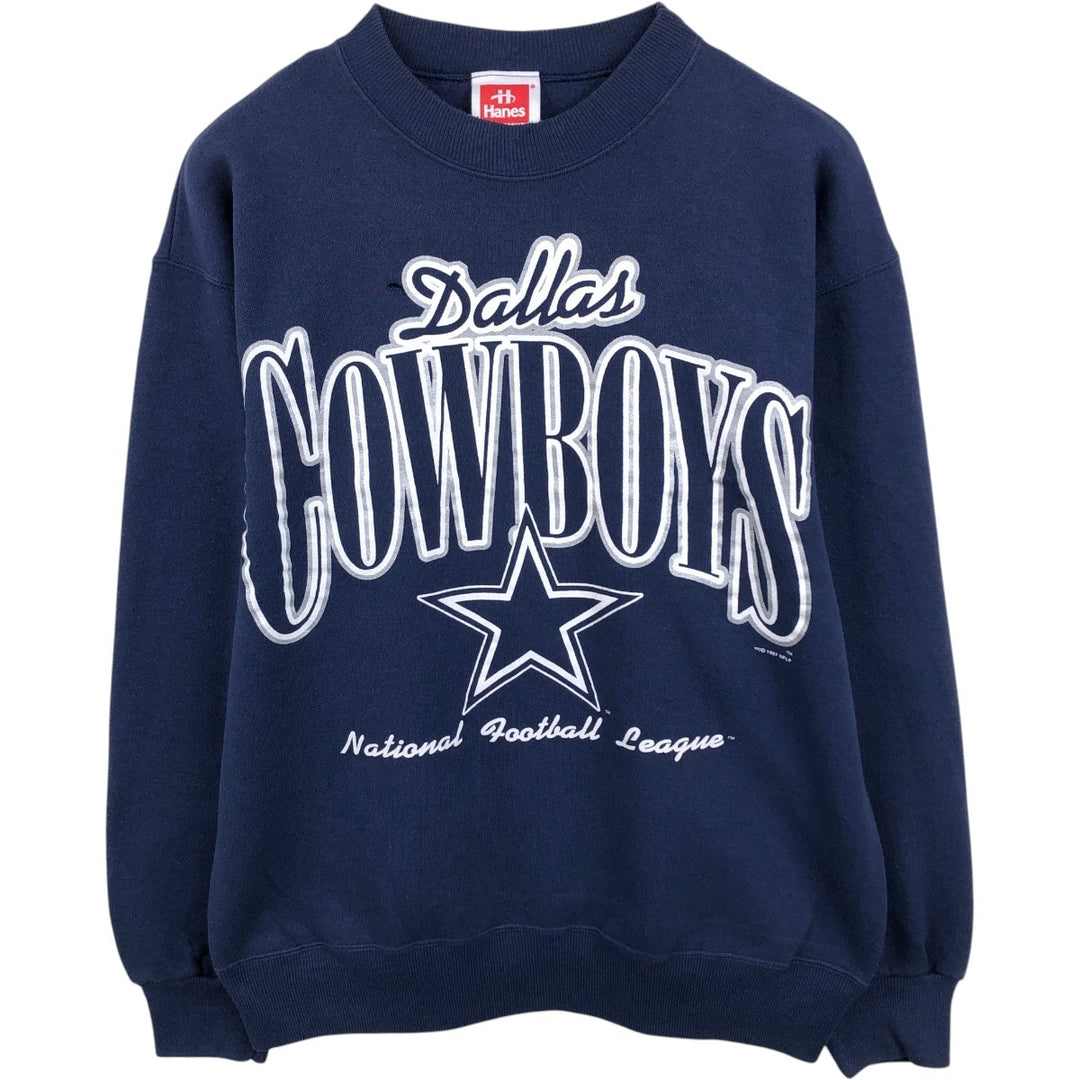 90'S Hanes NFL Cowboys Dallas Cowboys Print Sweatshirt, Men's Size M (approx.), Vintage cotton navy blue type Vintage Second Hand