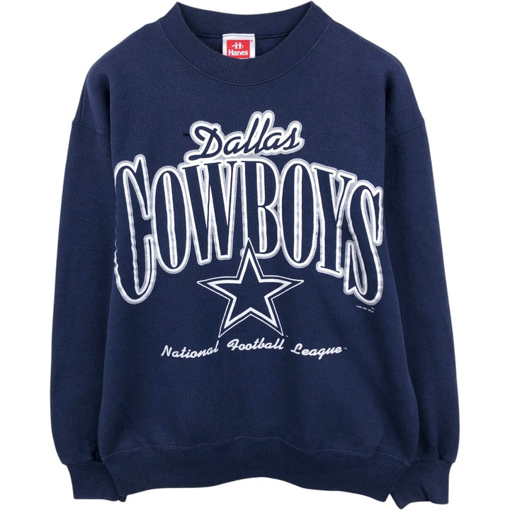 90'S Hanes NFL Cowboys Dallas Cowboys Print Sweatshirt, Men's Size M (approx.), Vintage cotton navy blue type Vintage Second Hand