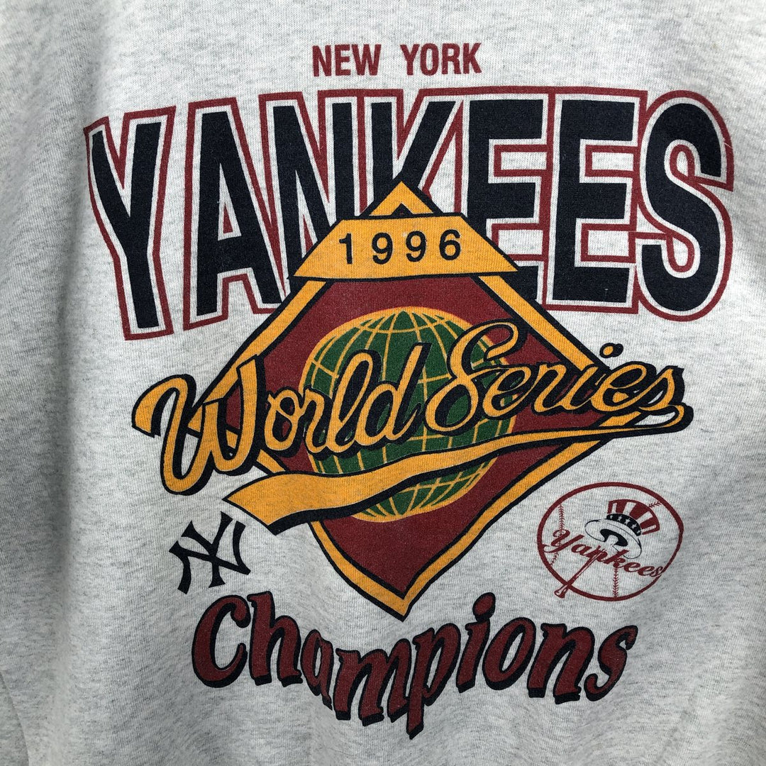 90'S Fruit of the Loom MLB New York Yankees Print Sweatshirt, Men's Size XL (Equivalent), Vintage cotton gray type Vintage Second Hand