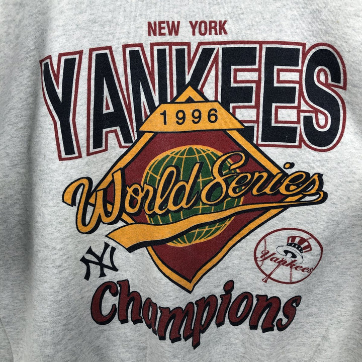 90'S Fruit of the Loom MLB New York Yankees Print Sweatshirt, Men's Size XL (Equivalent), Vintage cotton gray type Vintage Second Hand