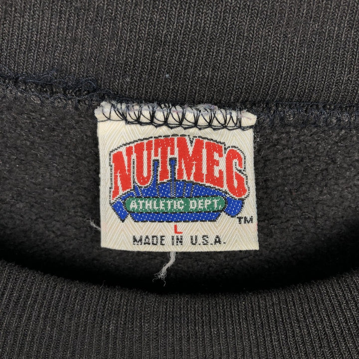 NUTMEG NFL RAIDERS Oakland Raiders Print Sweatshirt, Made in USA, Men's Size L (Equivalent), Vintage cotton black type Vintage Second Hand