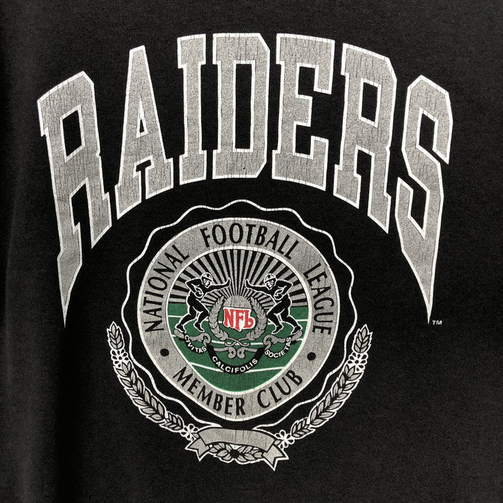 NUTMEG NFL RAIDERS Oakland Raiders Print Sweatshirt, Made in USA, Men's Size L (Equivalent), Vintage cotton black type Vintage Second Hand