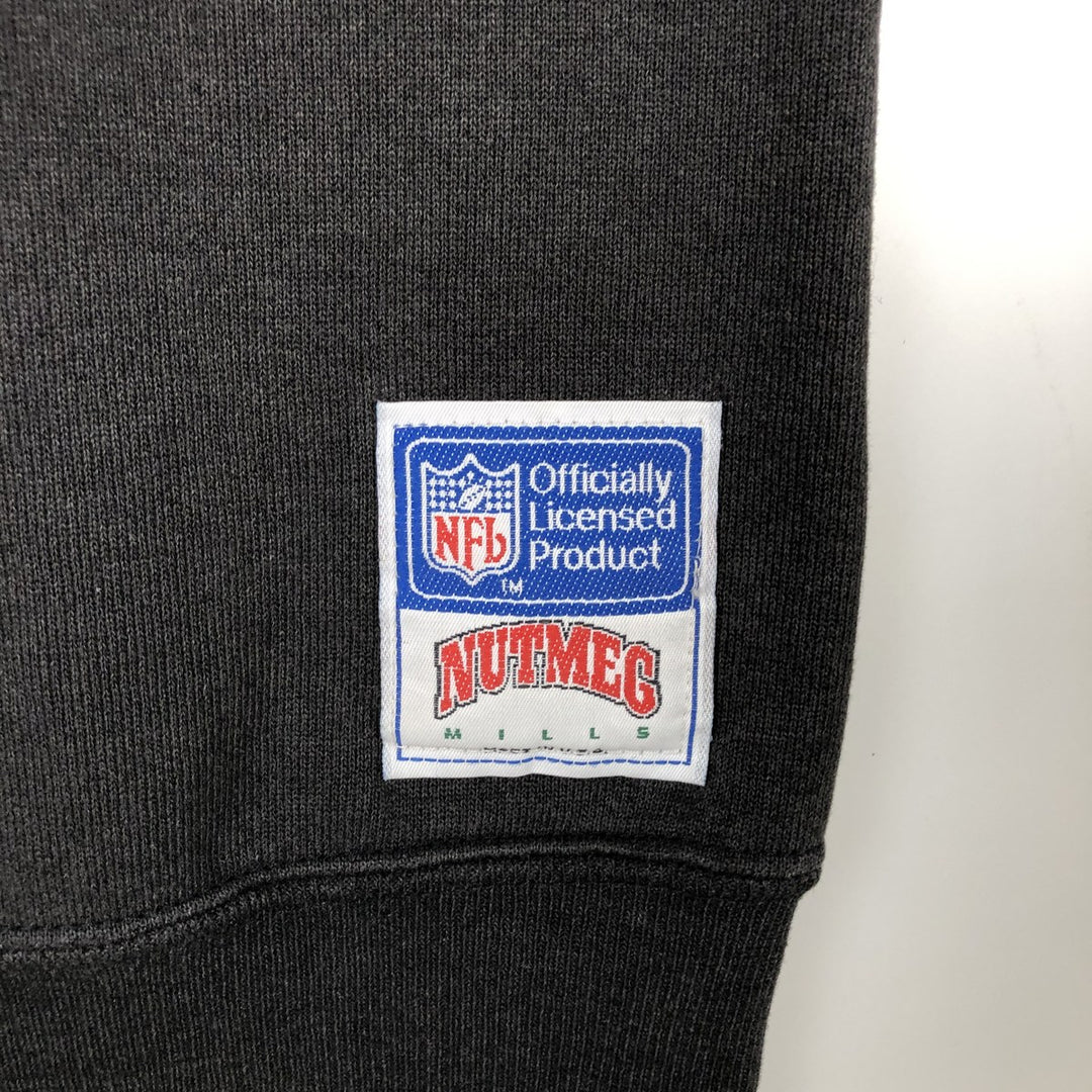 NUTMEG NFL RAIDERS Oakland Raiders Print Sweatshirt, Made in USA, Men's Size L (Equivalent), Vintage cotton black type Vintage Second Hand