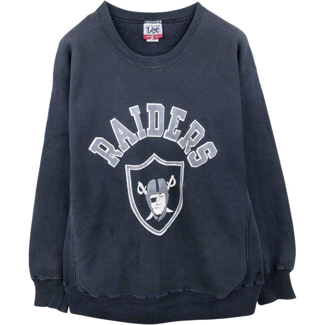 90'S Lee NFL Oakland Raiders Print Sweatshirt, Made in USA, Men's XL (approx.) Vintage cotton black type Vintage Second Hand