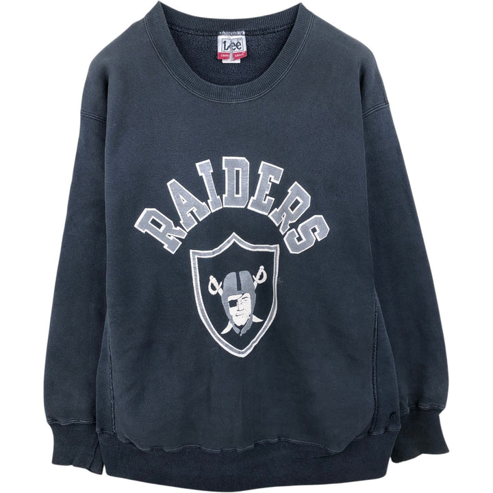 90'S Lee NFL Oakland Raiders Print Sweatshirt, Made in USA, Men's XL (approx.) Vintage cotton black type Vintage Second Hand